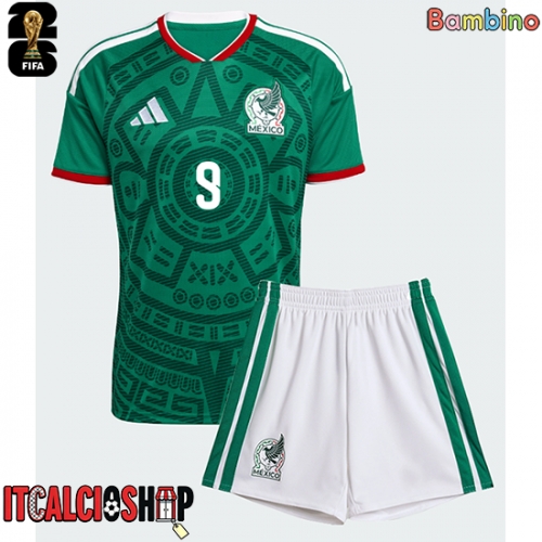 Messico Raul Jimenez #9 Prima Maglia Bambino Mondiali 2026 Manica Corta (+ Pantaloni corti)